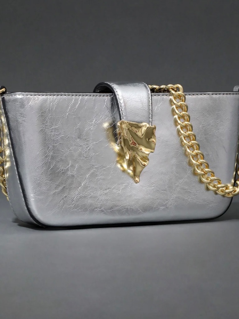 Alexis Bittar The Crumpled Convertible Crossbody Bag Silver